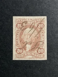 US Revenue Stamp #R41a Imperforate 20¢ Foreign Exchange w/Nice Margins! CV$100+ - Picture 1 of 3