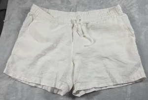 Tommy Bahama Linen Shorts Sz Lg White 36" Waist Elasti 5" Inseam Pockets 0735 - Picture 1 of 6