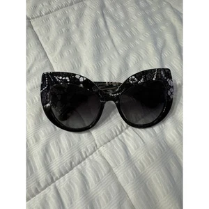 Dolce & Gabbana DG4321 Cat Eye Black Clear Lace Print Frame Sunglasses - Picture 1 of 4