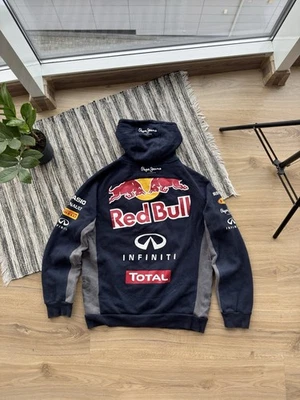 Red Bull Pepe Jeans Vintage Fórmula 1 Carreras Logo Grande Cremallera Sudadera con Capucha Talla S-M Hombres Foto 1 de 4