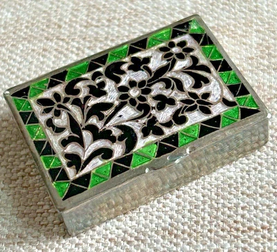 CAJA PASTILLAS ESMALTE PLATA E INCRUSTACIONES EXCELENTE ESTADO Foto 1 de 4