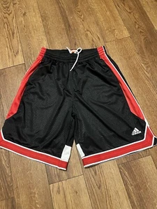 Adidas Black/Red/White Basketball Shorts Men's Large Draw String (o) - Picture 1 of 7