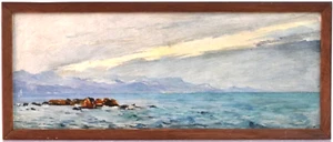 SEASCAPE of LE RICHE HIRNE 19th Navy Brittany Sea Painting Antique - Picture 1 of 3