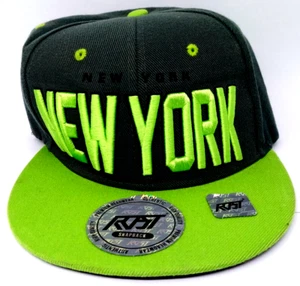 Rost New York Flat Brim Snapback Baseball Cap Gray & Green - Picture 1 of 9