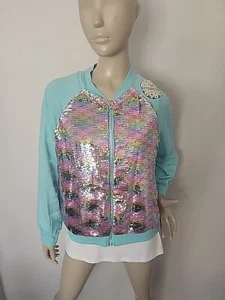 Girl's Jacket with Tank Top 2 Piece Sequins Happy All The Time Size XXL NWT - Picture 1 of 8