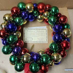 New Thomas Pacconi Museum Series Christmas Wreath Plastic Balls 18" D COA - Y41 - Picture 1 of 8