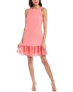 NWT- Trina Turk 'Berry' Lace-Hem Sleeveless Shift Dress, Flamingo Pink - Size 4 - Picture 1 of 2