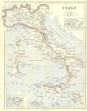 ITALY. Unified Italy; Inset Lombardy Venetia Bay of Naples Rome. BUTLER 1888 map