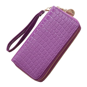 9 Colors Double Zipper Design Women Leather Wallet Big Capacity Purse Clutch US - Picture 1 of 32