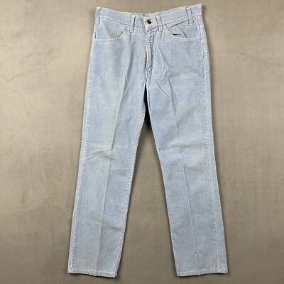 Винтажный 1970-х Levi's Bell низ синий вельвет размер 32 коготь молнии США белый вкладка расклешенный - Изображение 1 из 4