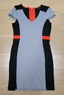 Ladies FRENCH CONNECTION Jersey Stretch COLOUR BLOCK Dress SIZE 10-12 GREY BLACK