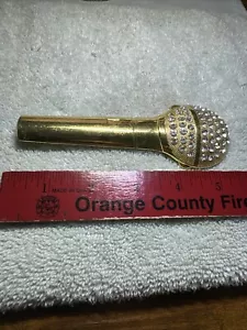 Rhinestone Encrusted GOLD Tone Microphone Belt Buckle - Picture 1 of 2
