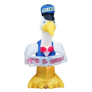 Gemmy Airblown Inflatable 7ft BABY Gender Announcement It's a BOY/GIRL Stork - Picture 1 of 13