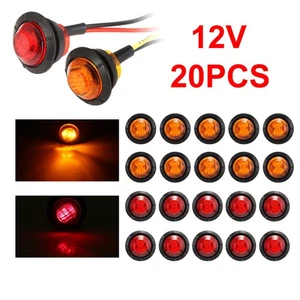 Luces de señalización LED para remolque de camión de 12 V 3/4" luces de bala laterales redondas lámparas rojas ámbar - Imagen 1 de 11