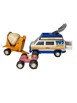 Vintage Tonka Truck Lot - News Truck, Dune buggy, Cement Mixer METAL TONKA - image 1 of 4