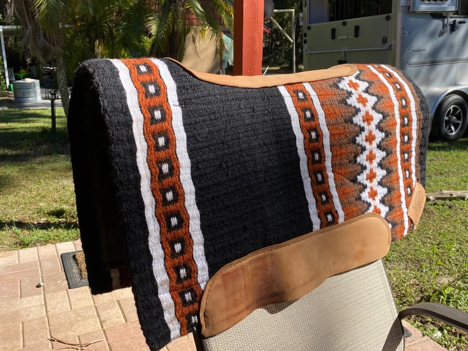 IMPACT GEL Western Saddle Navajo Woven Show Pad Black Rust Brown Wh Large 36x34  - Image 1 of 4