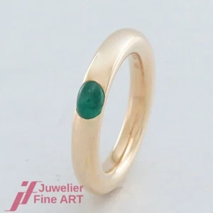QUINN Ring - 1 Smaragd - ovaler Cabochon-Schliff - 14K/585 Gelbgold - Bild 1 von 5