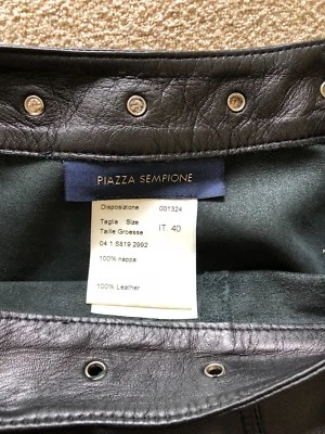 ITALIAN PIAZZA SEMPIONE BLACK LEATHER SIDE ZIPPER PENCIL SKIRT Sz 40  - Image 1 of 3