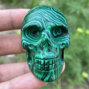 Piedra de cuarzo malaquita calavera tallada cráneo reiki curación 1 pieza - Imagen 1 de 7