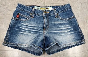 Rare HTF VTG Y2K MUDD Jeans blue denim booty short shorts Size 5 - Picture 1 of 6