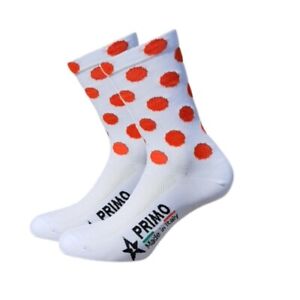 PRIMO POLKA KING OF THE MOUNTAIN WHITE RED MADE ITALY BIKE CYCLING SOCKS - 42/46
