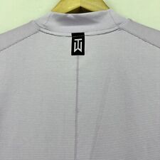 Nike Tiger Woods Shirt Size Large Lavender Striped Vapor Mock-Neck Golf Dri-FIt