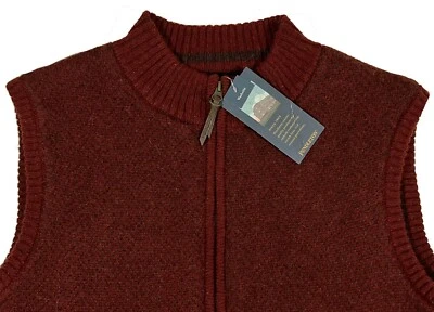 Men's PENDLETON Russet Red & Brown Herringbone Wool Vest L Large NWT NEW - Image 1 of 4
