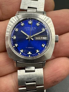 Citizen watch Ladies 61-8071 Automatic 17 Jewels day/date Blue dial Vintage - Picture 1 of 8