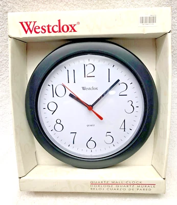 Westclox Reloj de Pared Cuarzo Redondo Negro/Blanco Plástico 10” Analógico Fácil de Leer Nuevo en Caja Foto 1 de 3