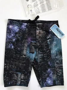 NWT iswim Men's 32 Swirl Jammer Swimsuit Shorts Bottoms Blue Black New - Picture 1 of 8
