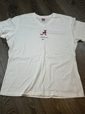 Camisa Nike Team Cuello en V Alabama Carmesí Marea Niñas XL (18-20) Blanca Centro Swoosh Foto 1 de 4