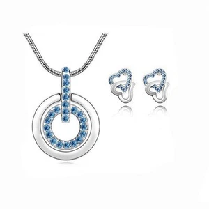 Juego de pendientes colgantes de corazón de amor azul claro para mujer - Imagen 1 de 3