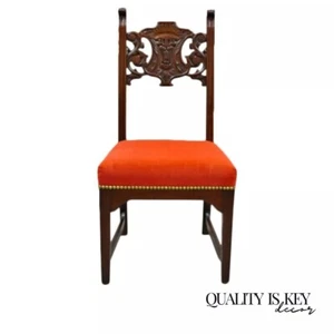 Antique Renaissance Revival Lion Northwind Carved Walnut Figural Side Chair - Picture 1 of 11