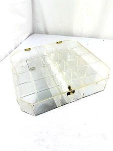 Vtg 1960s Lucite Acrylic Curio Display Case Cabinet Octagonal Mirrored 13x12x2.5 - Picture 1 of 12