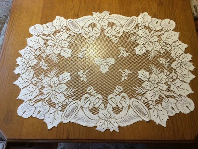 Heritage Lace Rectangular Polyester "Ivory" Christmas Horns Tabletopper (33) - Image 1 of 2