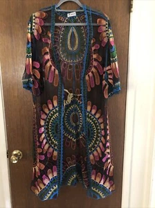 Asha mesh embroidered floral cover up tall coastal beach boho - Picture 1 of 10