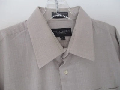 Camisa Giorgio Brutini Para Hombres Talla Grande Algodón Manga Larga Gris Sólido Botón Frontal Foto 1 de 4