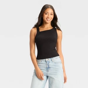 Neu mit Etikett: Damen-Tanktop mit asymmetrischem Saum – Wild Fable™ schwarz XXS - Bild 1 von 1