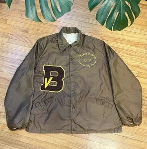 Vintage 70s XL Father Baker Victory School Varsity Letterman Satin Bomber Jacket - Bild 1 von 13