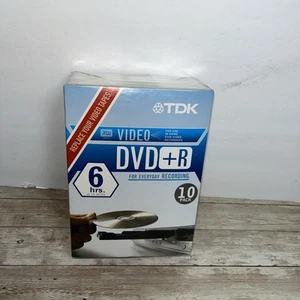 TDK DVD+R 4.7 GB 10 Pack 6 Hours Recordable Blank Discs 8x Rw New Sealed - Picture 1 of 4