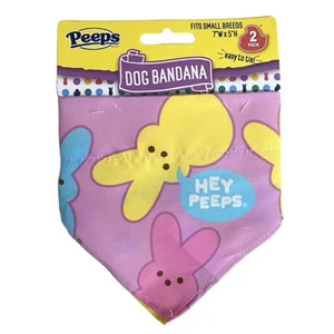 Peeps Dog Bandanas Fits Small Breed Dogs 7" (2 Pack) Pink Blue Bunnies & Chicks - Picture 1 of 5