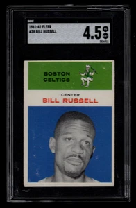 BILL RUSSELL 1961 FLEER #38 BASKETBALL CARD SGC 4,5 VG-EX+ HOF BOSTON CELTICS - Foto 1 di 2