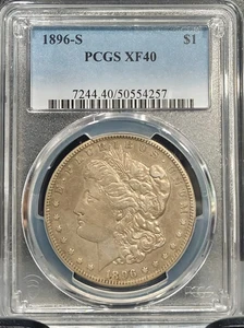 1896 S MORGAN SILVER DOLLAR $1 PCGS CERTIFIED XF 40 EXTRA FINE (257) - Picture 1 of 4