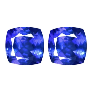 1.51Ct IF 2Pcs Pair Square Cushion 5.5 mm Genuine AAA Dark Purple Blue Tanzanite - Picture 1 of 5