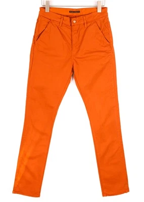 Nudie Jeans Khaki Slim Hombre Pantalones W29/L32 Orgánico Cálido Naranja Zip - Imagen 1 de 4