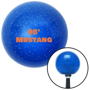 Orange "98 Mustang" Blue Metal Flake Shift Knob w/ M16x1.5 Insert Shifter Auto - Picture 1 of 15