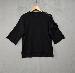 Karen Millen jumbo eyelet lacing detail half sleeve jumper size medium black - Picture 1 of 14