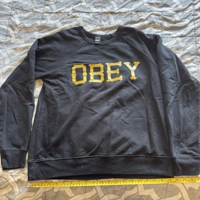 Obey 黑色 89 双面套衫男女通用运动衫长袖 M 码 — 第 1/3 张图片