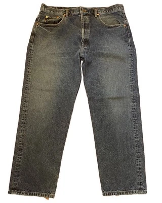 Guess Jeans 200 European Fit Men 38x30 Blue Denim Button Fly Tapered USA Vintage - Image 1 of 4