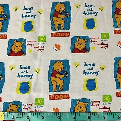 Disney Winnie the Pooh Bees and Hunny Cotton Fabric Sunny Days Vtg 3 1/4 Yards - Image 1 of 4